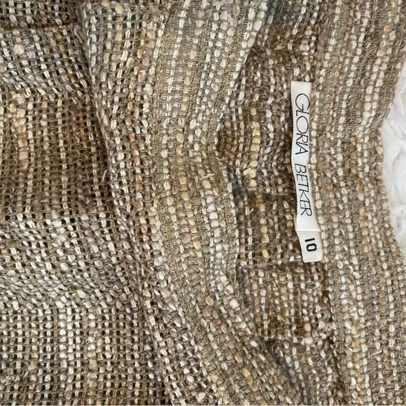 Elegant Tan Pencil Skirt with Fringe by Gloria Betker NY size 10 - Picture 5 of 6